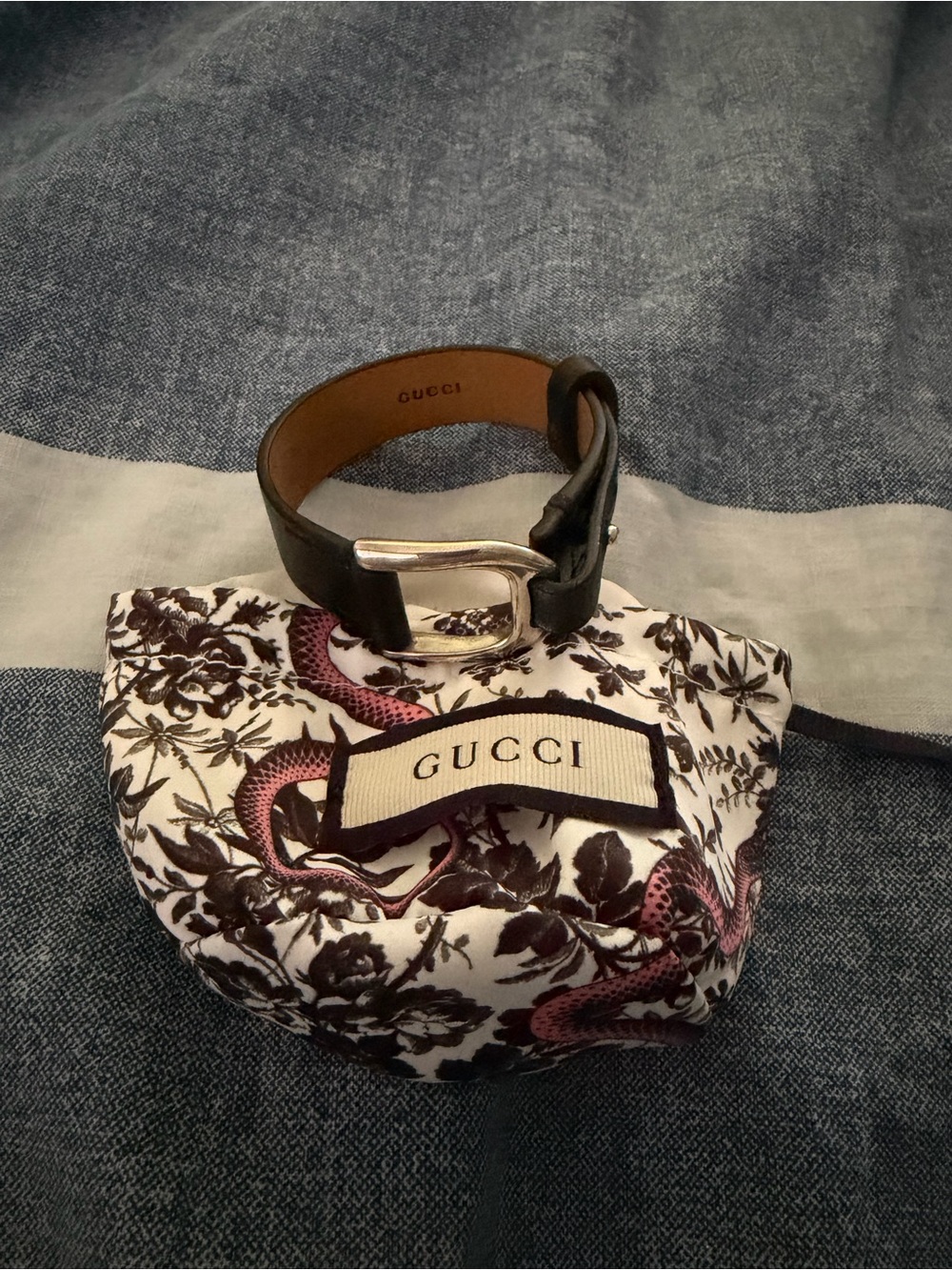 Gucci Black Leather Bracelet